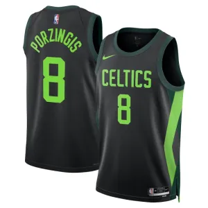 Camiseta Boston Celtics Kristaps Porzingis City Edition 2024-25 Negro Swingman para Hombre