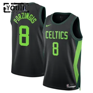 Camiseta Boston Celtics Kristaps Porzingis City Edition 2024-25 Negro Swingman para Niño
