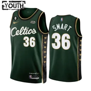 Camiseta Boston Celtics Marcus Smart 36 City Edition 2022-23 Verde Swingman para Niño