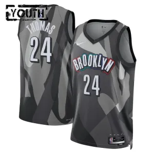 Camiseta Brooklyn Nets Cam Thomas City Edition 2024-25 Gris Swingman para Niño