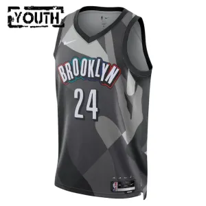 Camiseta Brooklyn Nets Cam Thomas City Edition 2024-25 Gris Swingman para Niño