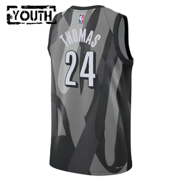 Camiseta Brooklyn Nets Cam Thomas City Edition 2024-25 Gris Swingman para Niño