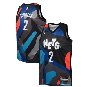 Camiseta Brooklyn Nets Cameron Johnson City Edition 2023-24 Negro Swingman para Hombre