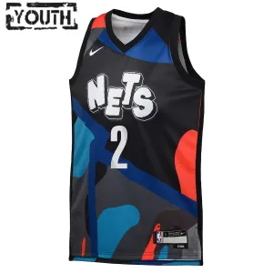 Camiseta Brooklyn Nets Cameron Johnson City Edition 2023-24 Negro Swingman para Niño