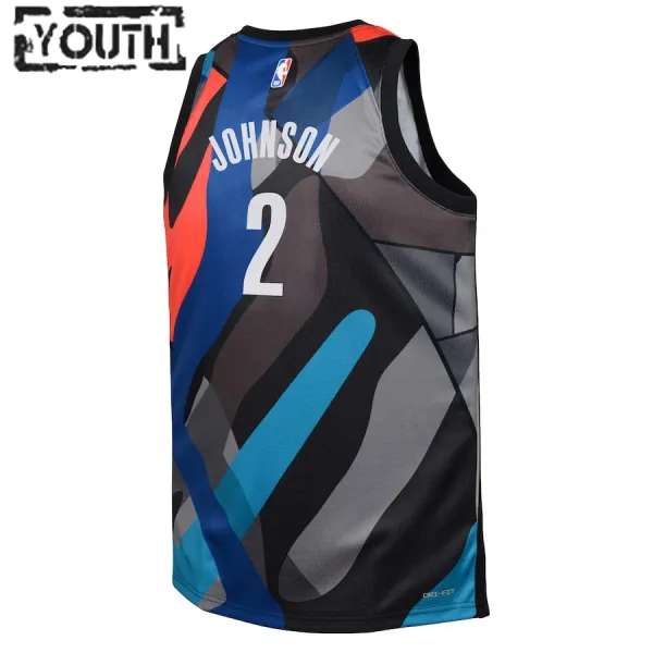 Camiseta Brooklyn Nets Cameron Johnson City Edition 2023-24 Negro Swingman para Niño