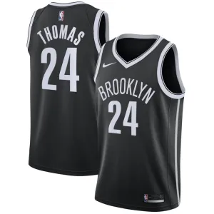 Camiseta Brooklyn Nets Cameron Thomas 24 Icon Edition Negro Swingman para Hombre