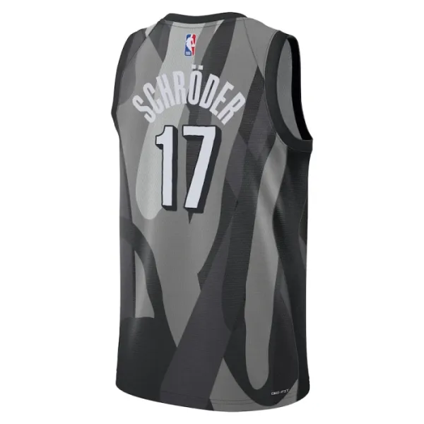 Camiseta Brooklyn Nets Dennis Schroder City Edition 2024-25 Gris Swingman para Hombre