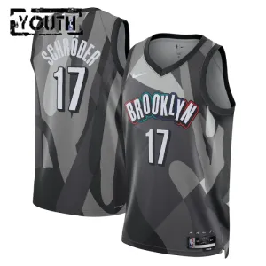 Camiseta Brooklyn Nets Dennis Schroder City Edition 2024-25 Gris Swingman para Niño