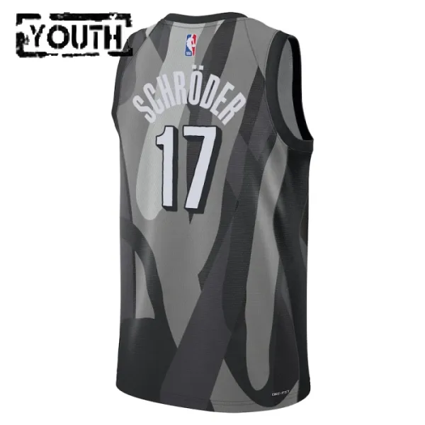 Camiseta Brooklyn Nets Dennis Schroder City Edition 2024-25 Gris Swingman para Niño