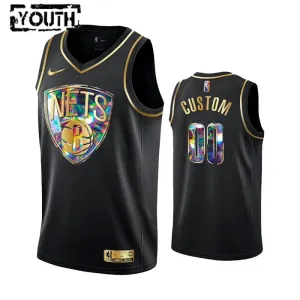 Camiseta Brooklyn Nets Diamond Edition Personalizada Negro Swingman para Niño