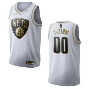 Camiseta Brooklyn Nets Golden Edition Personalizada Blanco Swingman para Hombre