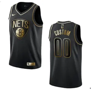 Camiseta Brooklyn Nets Golden Edition Personalizada Negro Swingman para Hombre