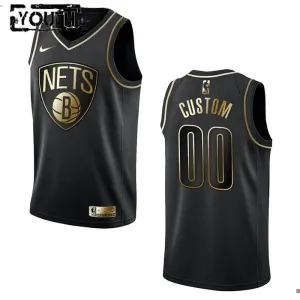 Camiseta Brooklyn Nets Golden Edition Personalizada Negro Swingman para Niño