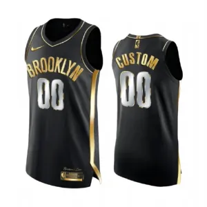 Camiseta Brooklyn Nets Limited Golden Edition Personalizada Negro Swingman para Hombre
