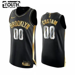 Camiseta Brooklyn Nets Limited Golden Edition Personalizada Negro Swingman para Niño