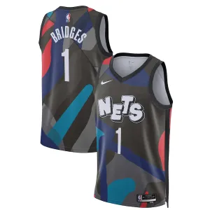 Camiseta Brooklyn Nets Mikal Bridges City Edition 2023-24 Negro Swingman para Hombre