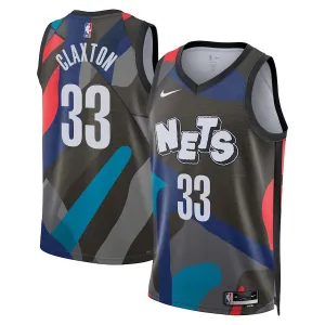 Camiseta Brooklyn Nets Nic Claxton City Edition 2023-24 Negro Swingman para Hombre