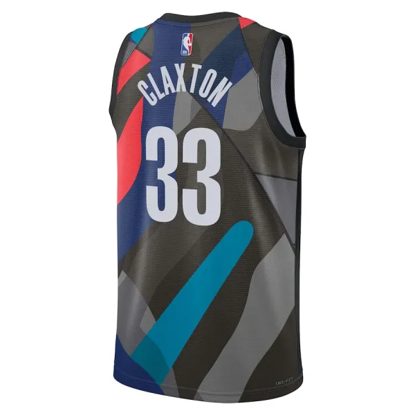 Camiseta Brooklyn Nets Nic Claxton City Edition 2023-24 Negro Swingman para Hombre