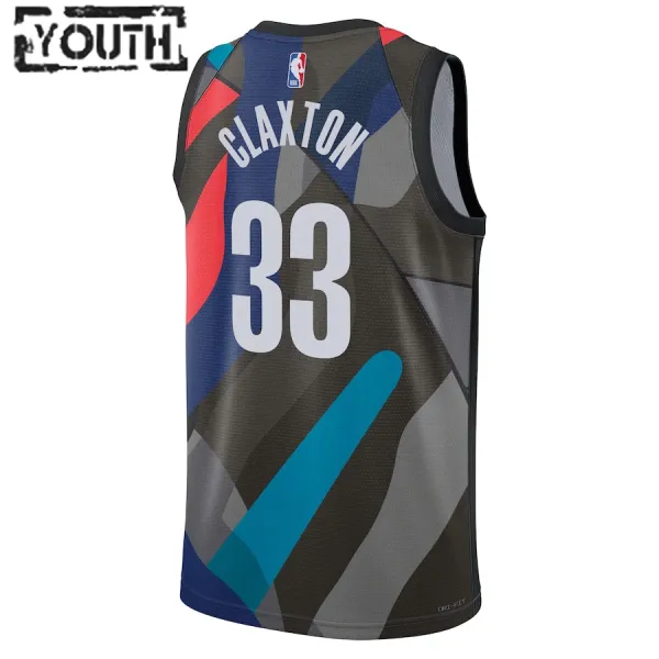 Camiseta Brooklyn Nets Nic Claxton City Edition 2023-24 Negro Swingman para Niño