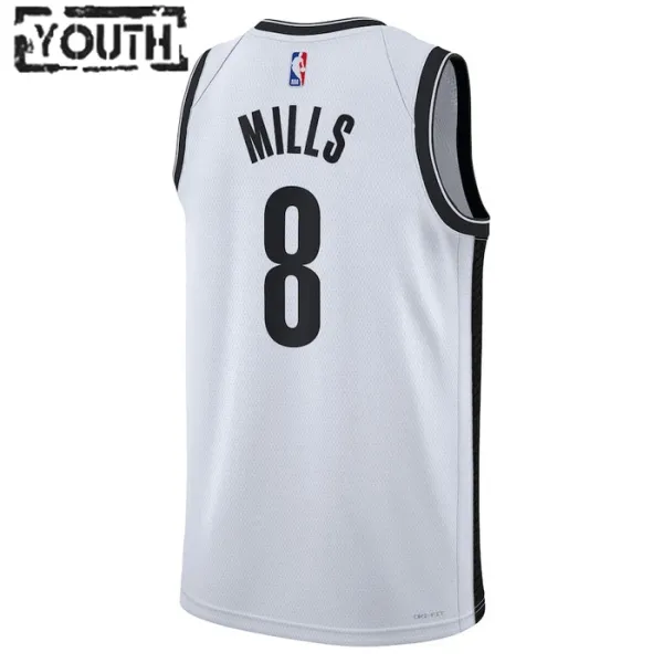Camiseta Brooklyn Nets Patty Mills 8 Association Edition Blanco Swingman para Niño