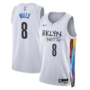 Camiseta Brooklyn Nets Patty Mills 8 City Edition 2022-23 Blanco Swingman para Hombre