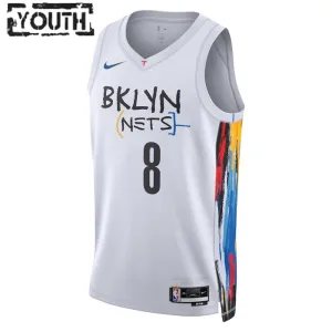 Camiseta Brooklyn Nets Patty Mills 8 City Edition 2022-23 Blanco Swingman para Niño