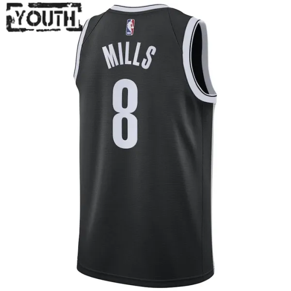 Camiseta Brooklyn Nets Patty Mills 8 Icon Edition Negro Swingman para Niño