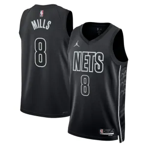 Camiseta Brooklyn Nets Patty Mills 8 Statement Edition Negro Swingman para Hombre