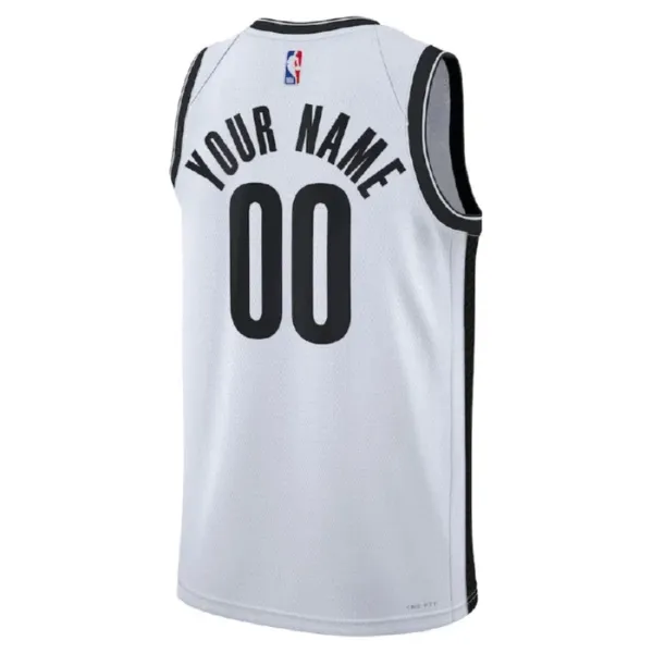 Camiseta Brooklyn Nets Personalizada Association Edition Blanco Swingman para Hombre