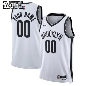 Camiseta Brooklyn Nets Personalizada Association Edition Blanco Swingman para Niño