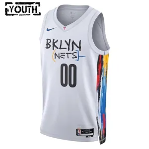 Camiseta Brooklyn Nets Personalizada City Edition 2022-23 Blanco Swingman para Niño