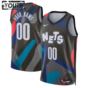 Camiseta Brooklyn Nets Personalizada City Edition 2023-24 Negro Swingman para Niño