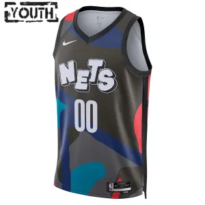 Camiseta Brooklyn Nets Personalizada City Edition 2023-24 Negro Swingman para Niño