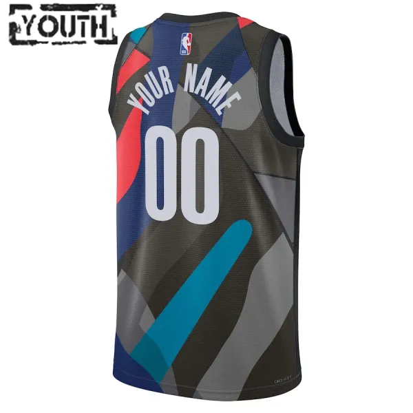 Camiseta Brooklyn Nets Personalizada City Edition 2023-24 Negro Swingman para Niño