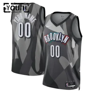 Camiseta Brooklyn Nets Personalizada City Edition 2024-25 Gris Swingman para Niño