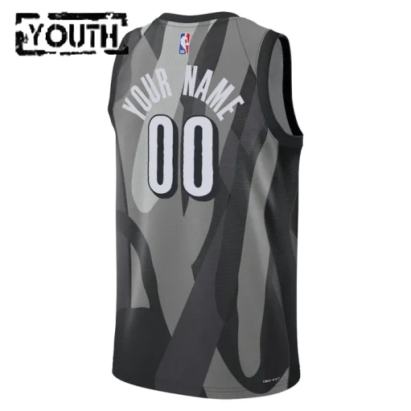 Camiseta Brooklyn Nets Personalizada City Edition 2024-25 Gris Swingman para Niño