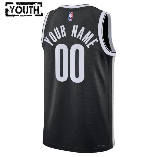 Camiseta Brooklyn Nets Personalizada Icon Edition Negro Swingman para Niño