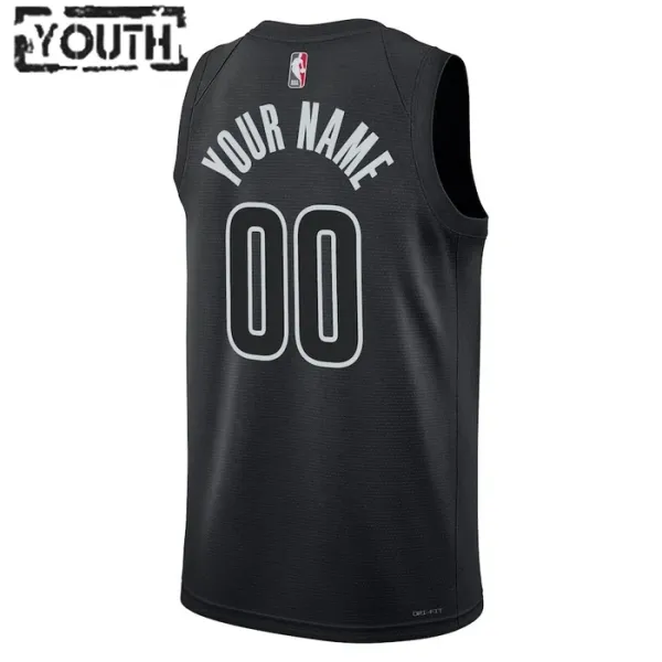 Camiseta Brooklyn Nets Personalizada Statement Edition Negro Swingman para Niño