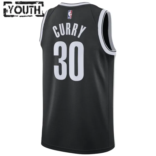 Camiseta Brooklyn Nets Seth Curry 30 Icon Edition Negro Swingman para Niño