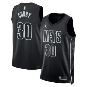 Camiseta Brooklyn Nets Seth Curry 30 Statement Edition Negro Swingman para Hombre