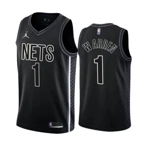Camiseta Brooklyn Nets TJ Warren 1 Statement Edition Negro Swingman para Hombre