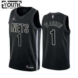 Camiseta Brooklyn Nets TJ Warren 1 Statement Edition Negro Swingman para Niño