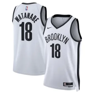 Camiseta Brooklyn Nets Yuta Watanabe 18 Association Edition Blanco Swingman para Hombre
