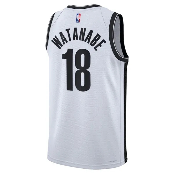 Camiseta Brooklyn Nets Yuta Watanabe 18 Association Edition Blanco Swingman para Hombre