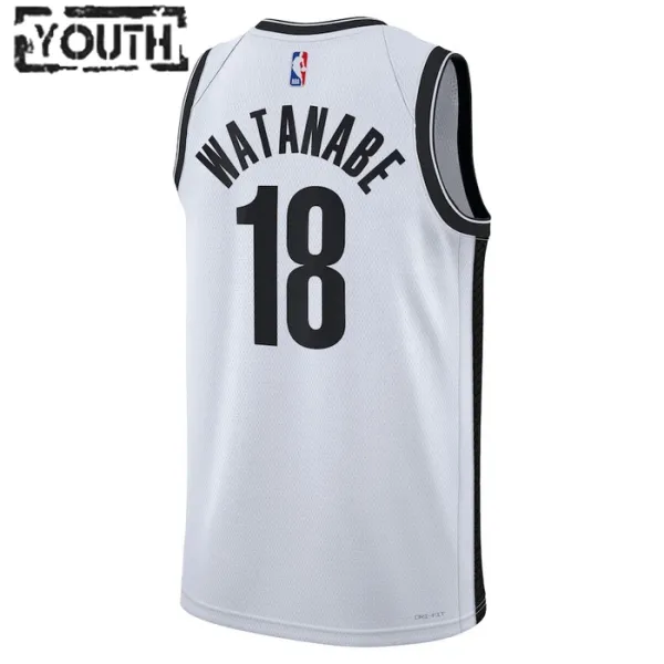 Camiseta Brooklyn Nets Yuta Watanabe 18 Association Edition Blanco Swingman para Niño