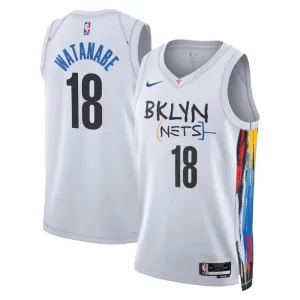 Camiseta Brooklyn Nets Yuta Watanabe 18 City Edition 2022-23 Blanco Swingman para Hombre