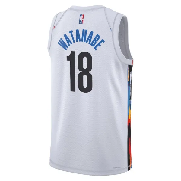 Camiseta Brooklyn Nets Yuta Watanabe 18 City Edition 2022-23 Blanco Swingman para Hombre
