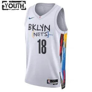 Camiseta Brooklyn Nets Yuta Watanabe 18 City Edition 2022-23 Blanco Swingman para Niño