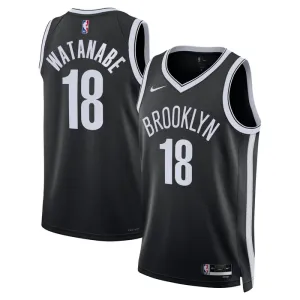 Camiseta Brooklyn Nets Yuta Watanabe 18 Icon Edition Negro Swingman para Hombre
