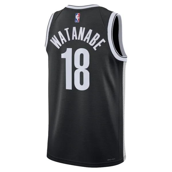 Camiseta Brooklyn Nets Yuta Watanabe 18 Icon Edition Negro Swingman para Hombre